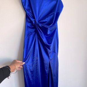 Royal blue long dress with a split